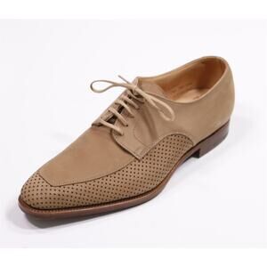 Peal & Co Brooks Brothers Beige Nubuck Brogue Suede Oxford Shoes UK 7.5 - US 8